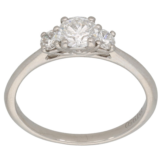 Platinum 0.65ct Diamond Trilogy Ring Size M