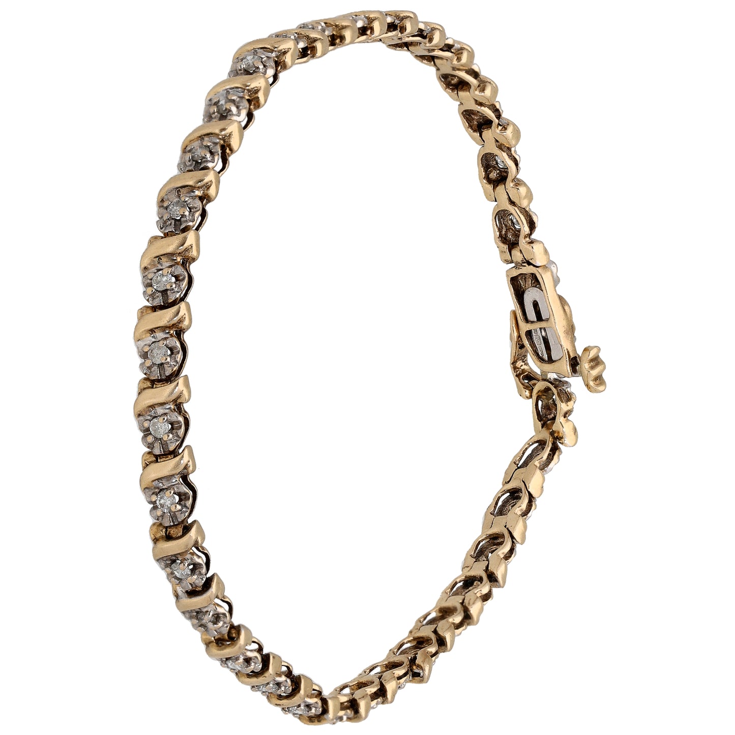 9ct Bi-Colour Gold 0.35ct Diamond Line/Tennis Bracelet