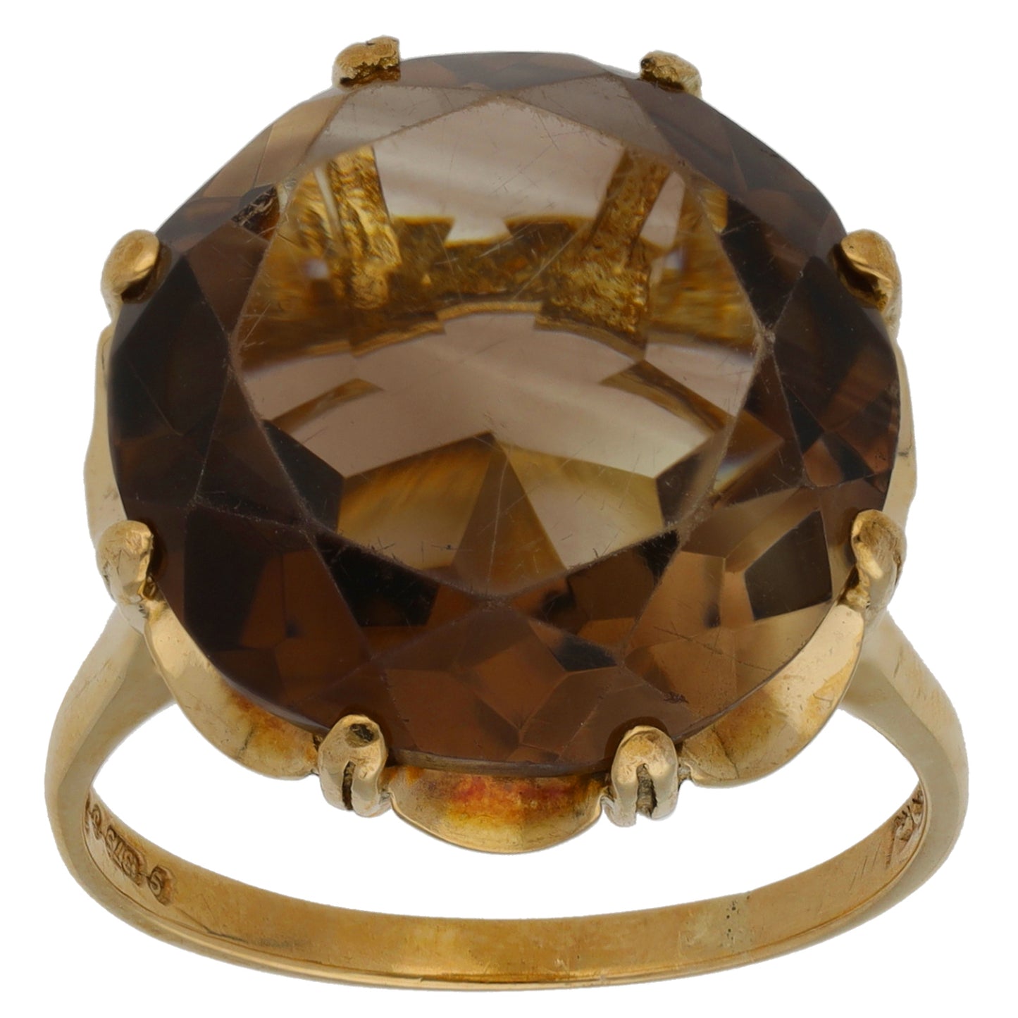 9ct Gold Smoky Quartz Single Stone Ring Size P