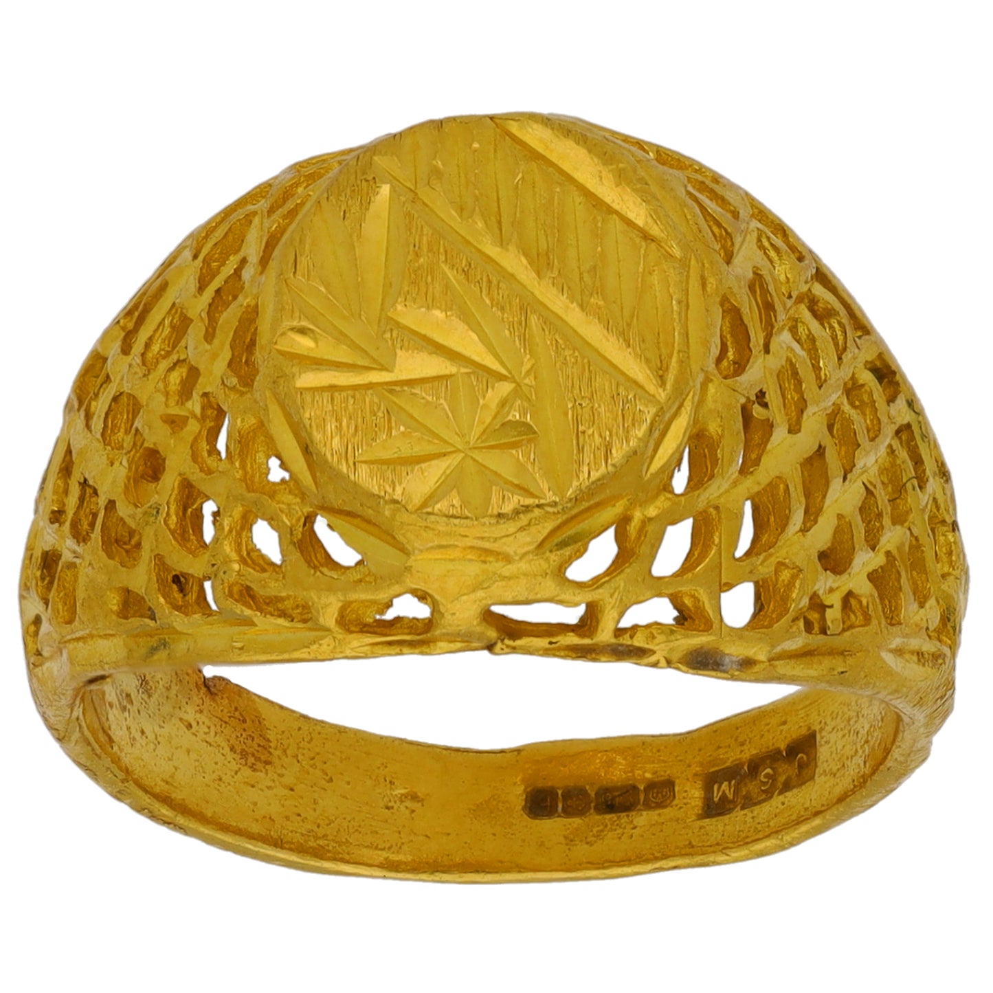 22ct Gold Patterned Signet Ring Size N