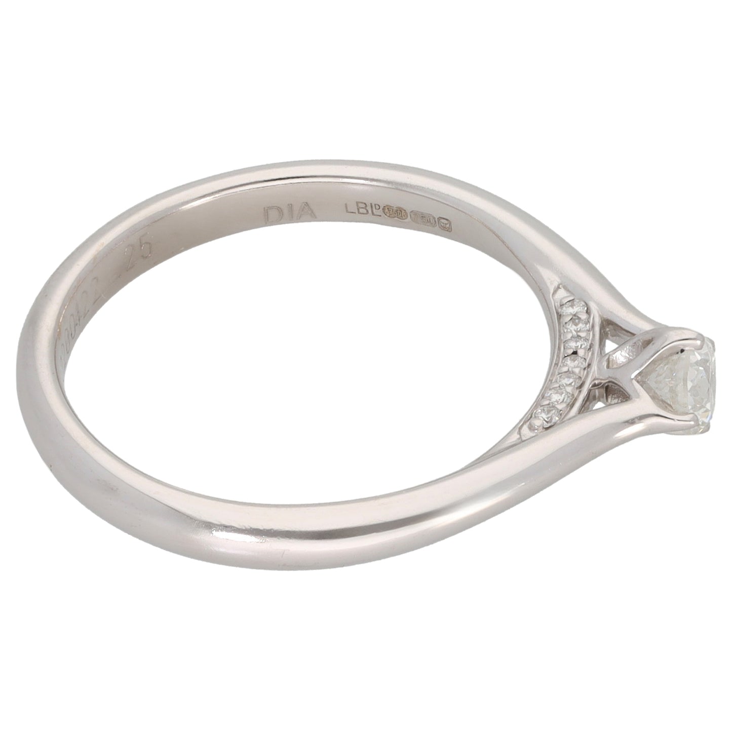 18ct White Gold 0.25ct Diamond Solitaire Ring Size L