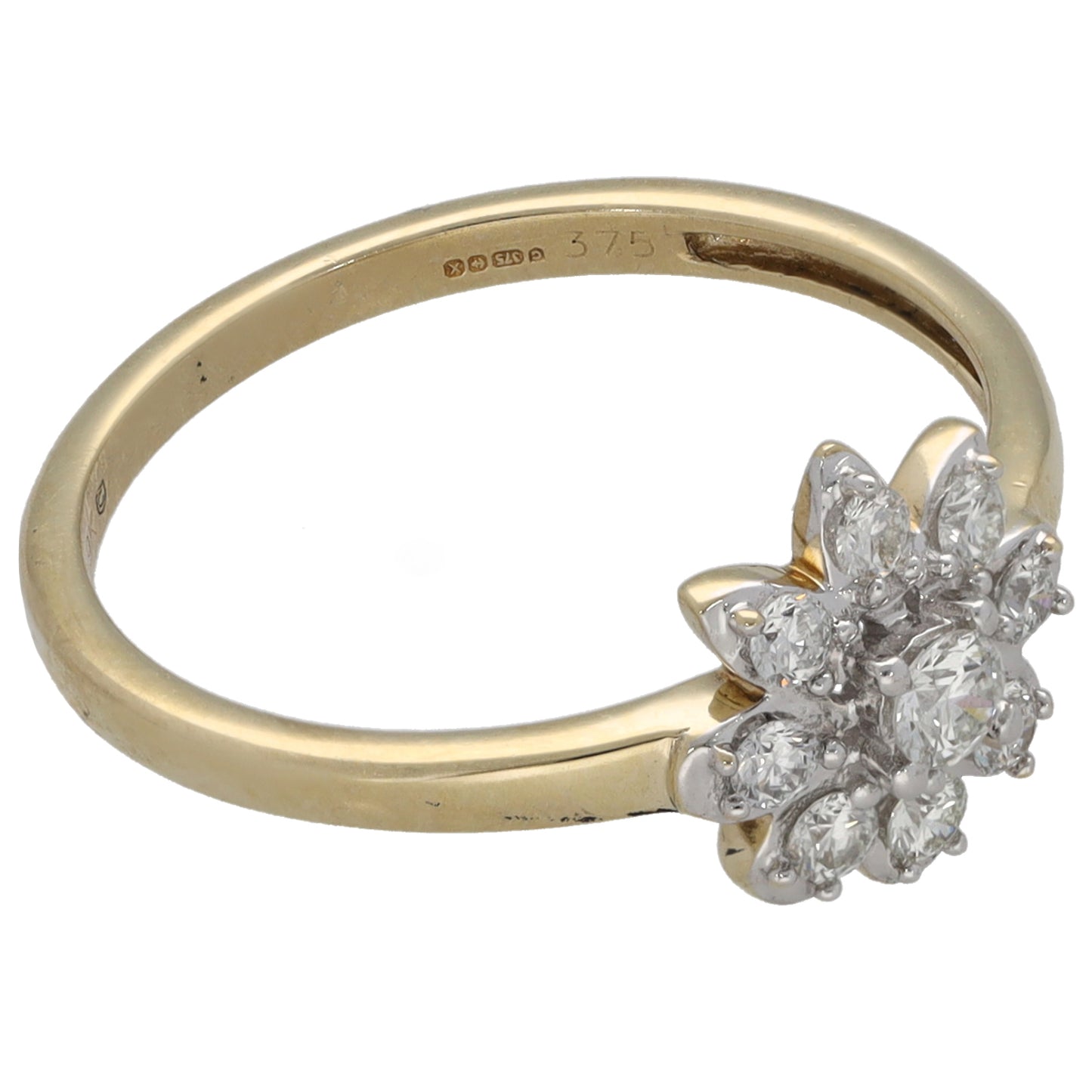 9ct Gold 0.09ct Diamond Cluster Ring Size L
