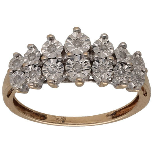 9ct Gold 0.07ct Diamond Half Eternity Ring Size O