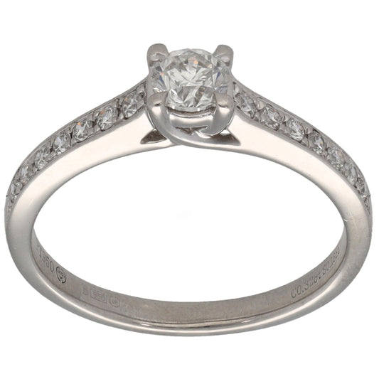 Platinum 0.48ct Diamond Solitaire Ring With Accent Stones Size M
