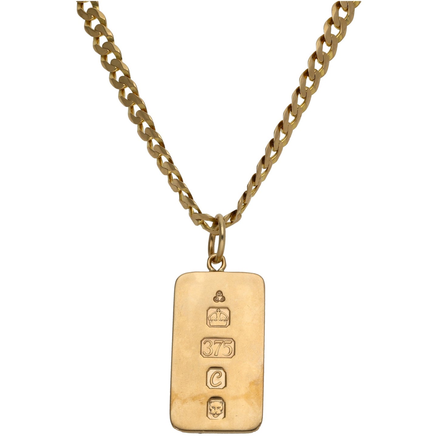 9ct Gold Ingot Pendant With Chain