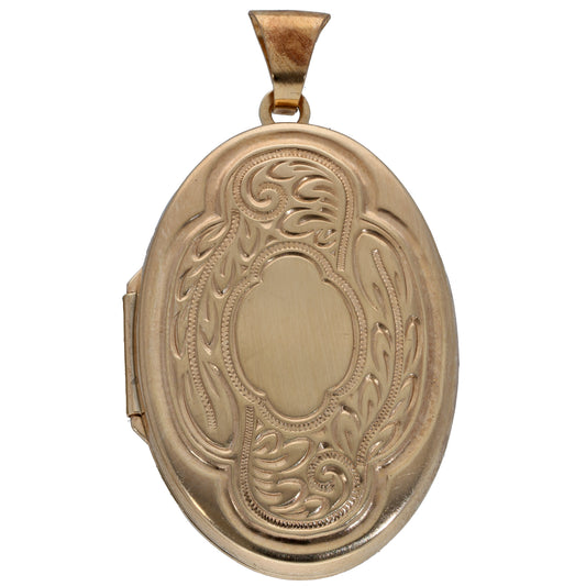 9ct Bicolour Gold Patterned Locket Pendant