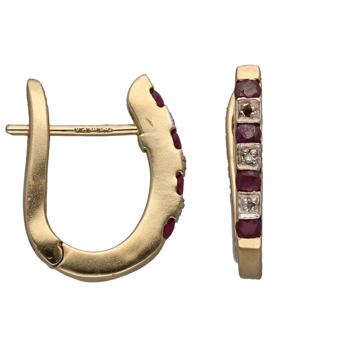 9ct Gold Ruby & 0.03ct Diamond Dress/Cocktail Earrings