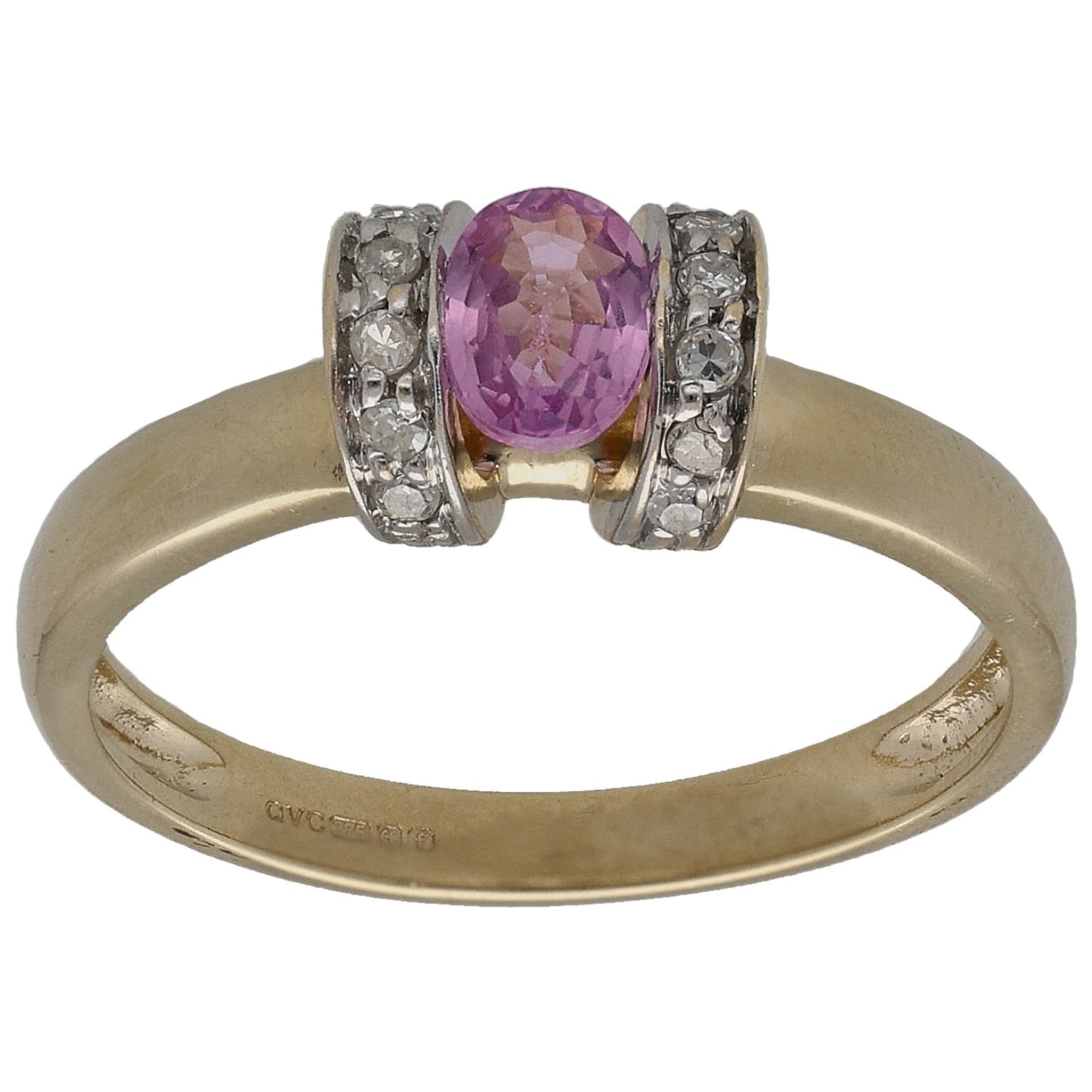 9ct Gold Sapphire & 0.12ct Diamond Cluster Ring Size N