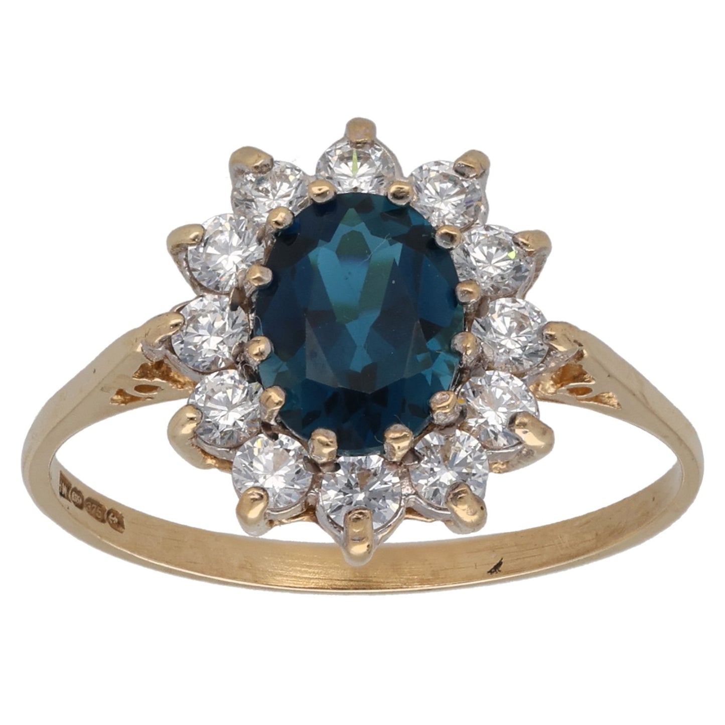 9ct Gold Topaz & Cubic Zirconia Single Stone Ring With Accents Size Q