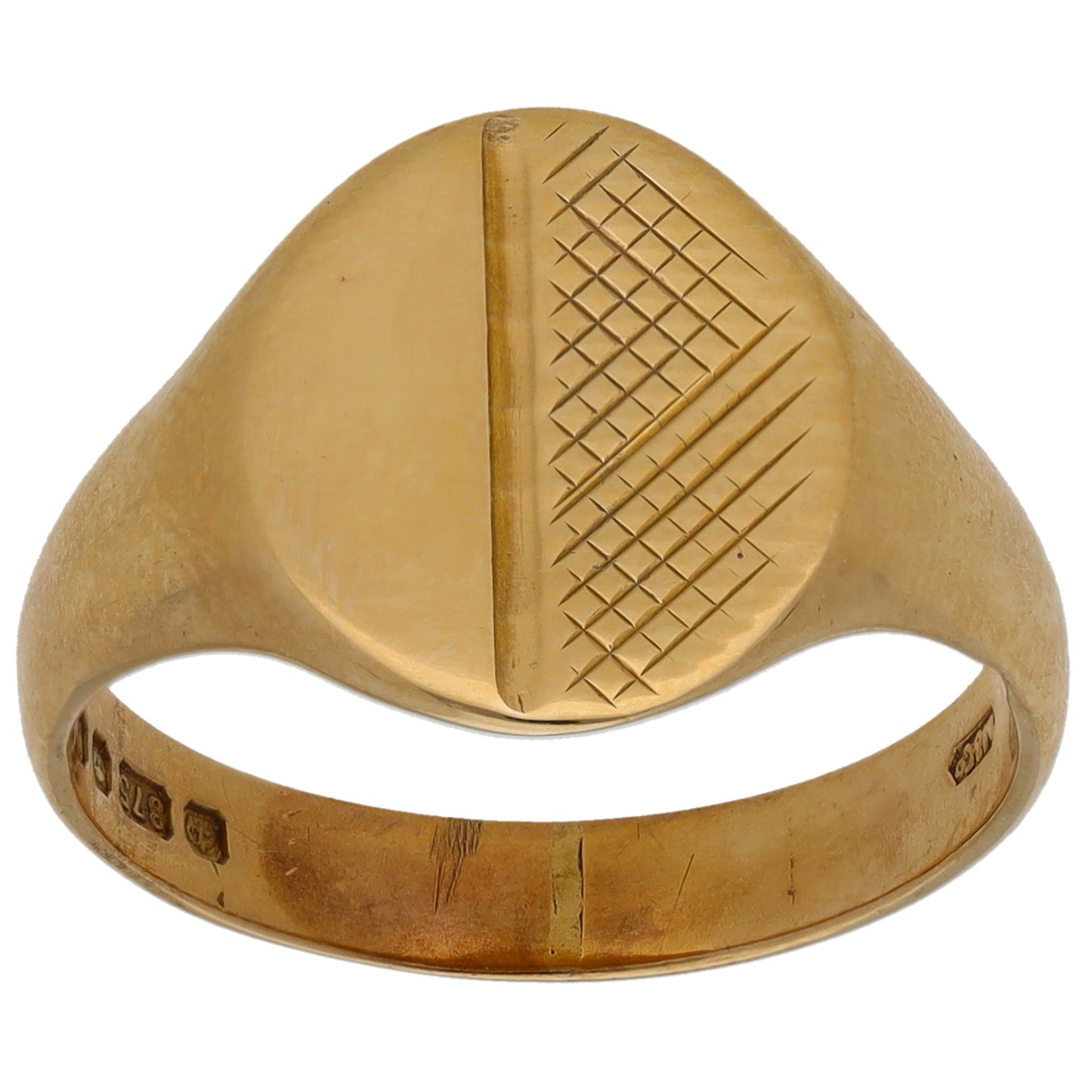 9ct Gold Plain Signet Ring Size Q