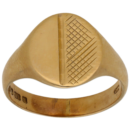 9ct Gold Plain Signet Ring Size Q