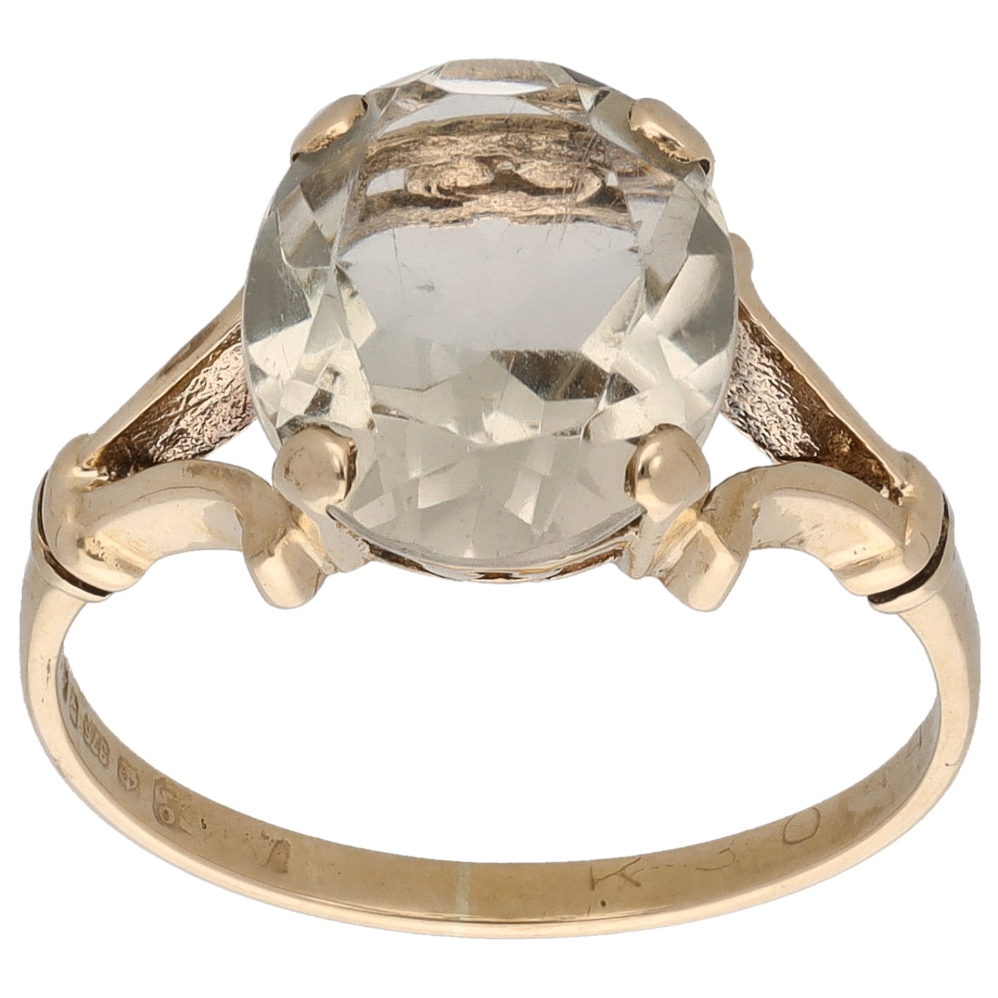 9ct Gold Quartz Single Stone Ring Size Q