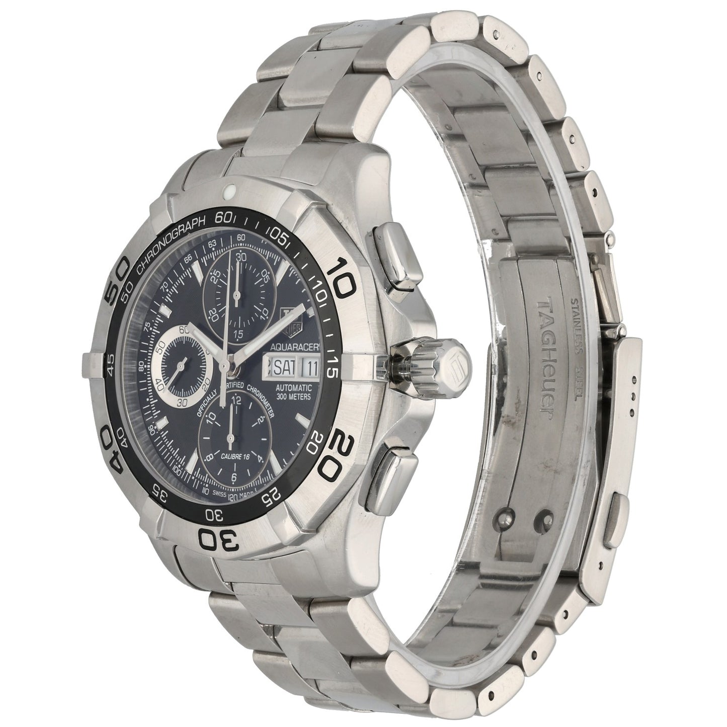 Tag Heuer Aquaracer CAF5010, black dial in 43mm stainless steel case with Tachy metre bezel with crown