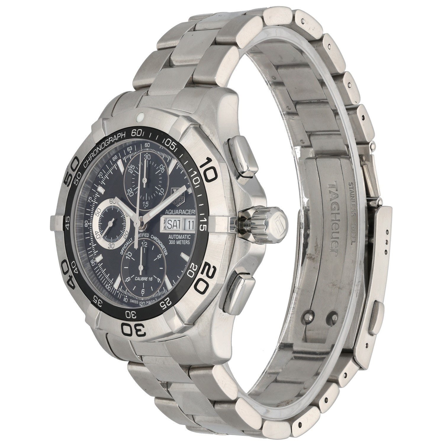 Tag Heuer Aquaracer CAF5010, black dial in 43mm stainless steel case with Tachy metre bezel with crown