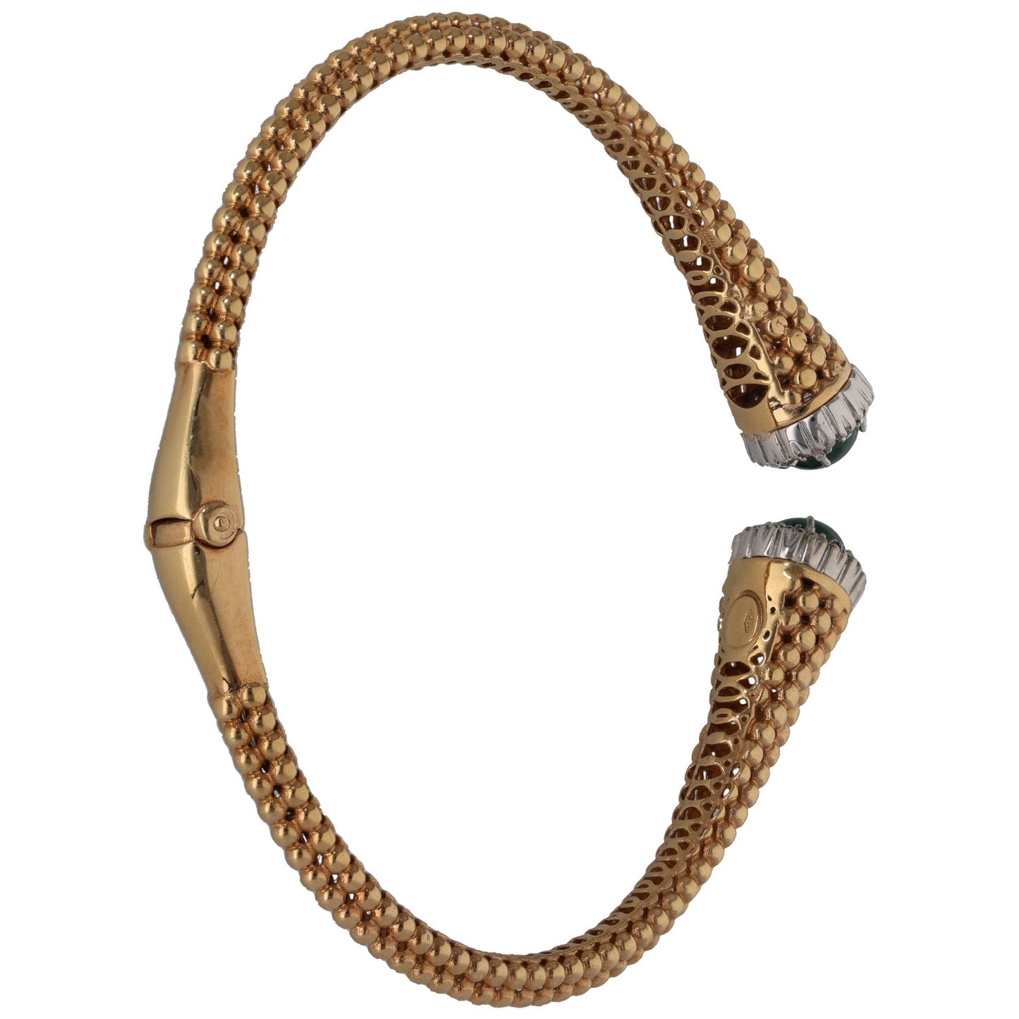 18ct Gold Malachite & Imitation Gems Expanding Bangle