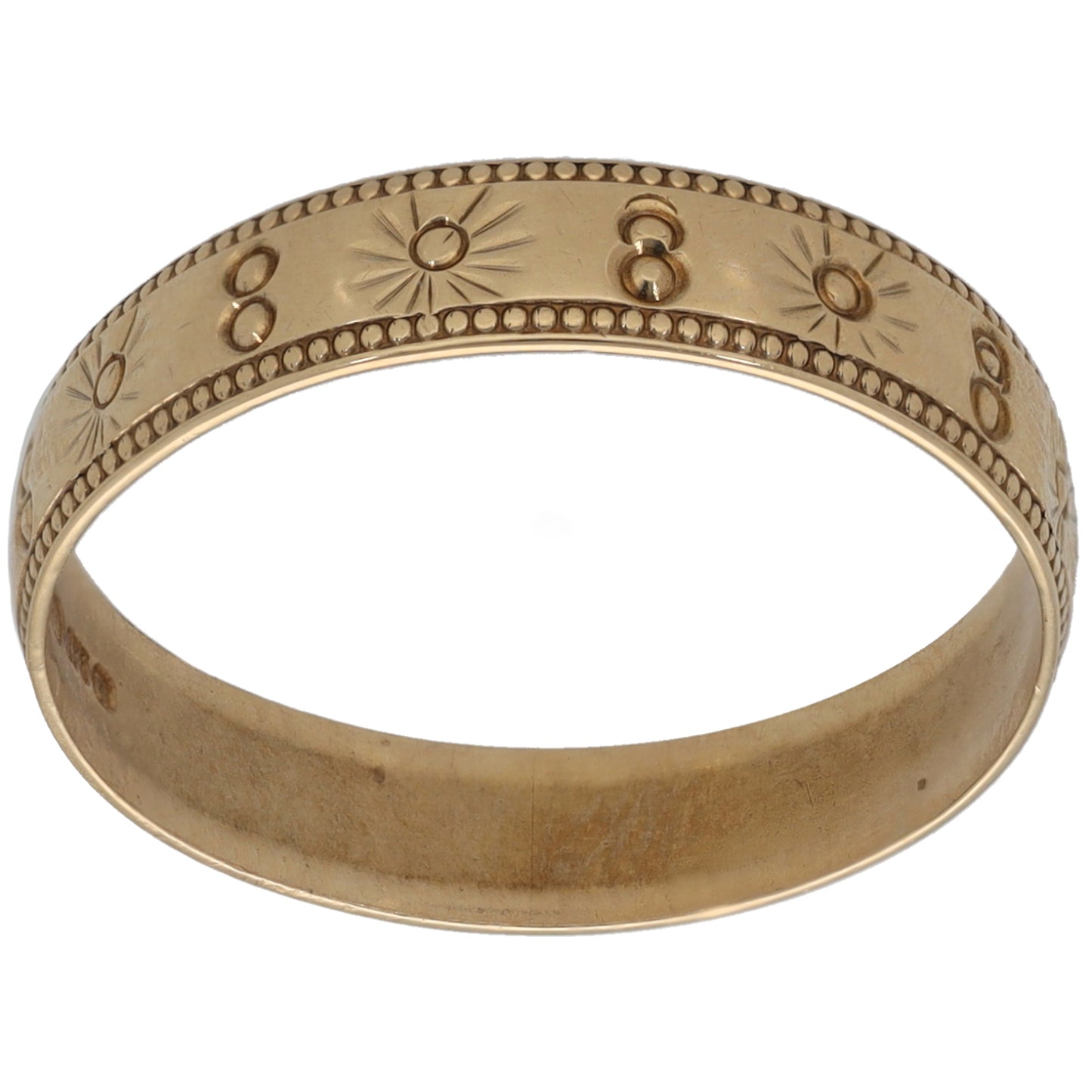 9ct Gold Patterned Wedding Ring Size P