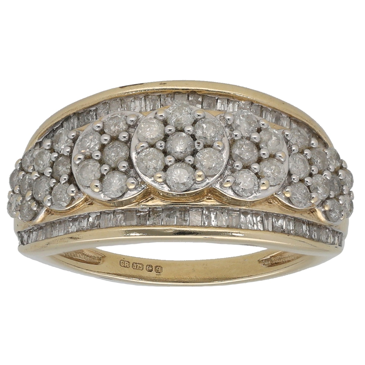 9ct Gold 1.28ct Diamond Dress/Cocktail Ring Size L