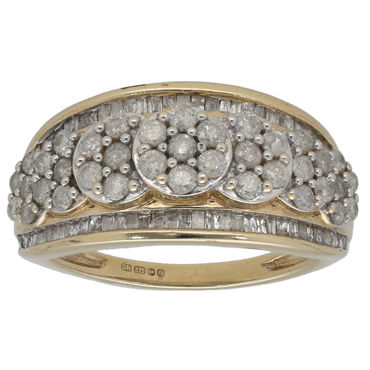 9ct Gold 1.28ct Diamond Dress/Cocktail Ring Size L