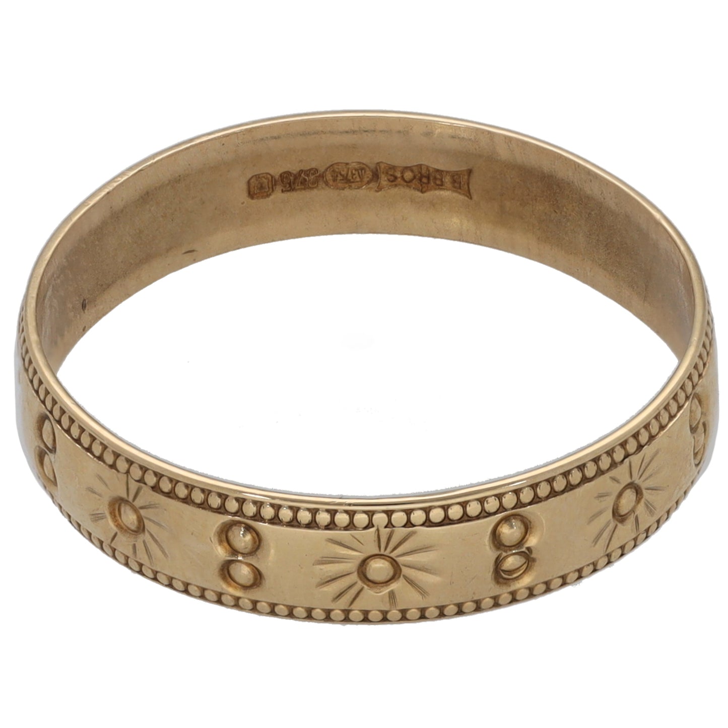 9ct Gold Patterned Wedding Ring Size P