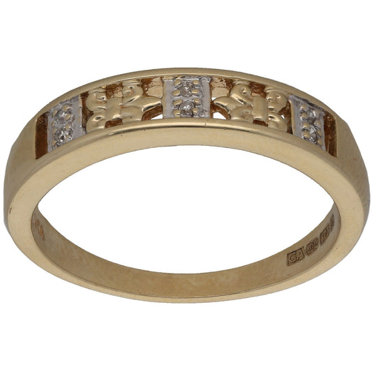 9ct Gold 0.03ct Diamond Alternative Ring Size Q