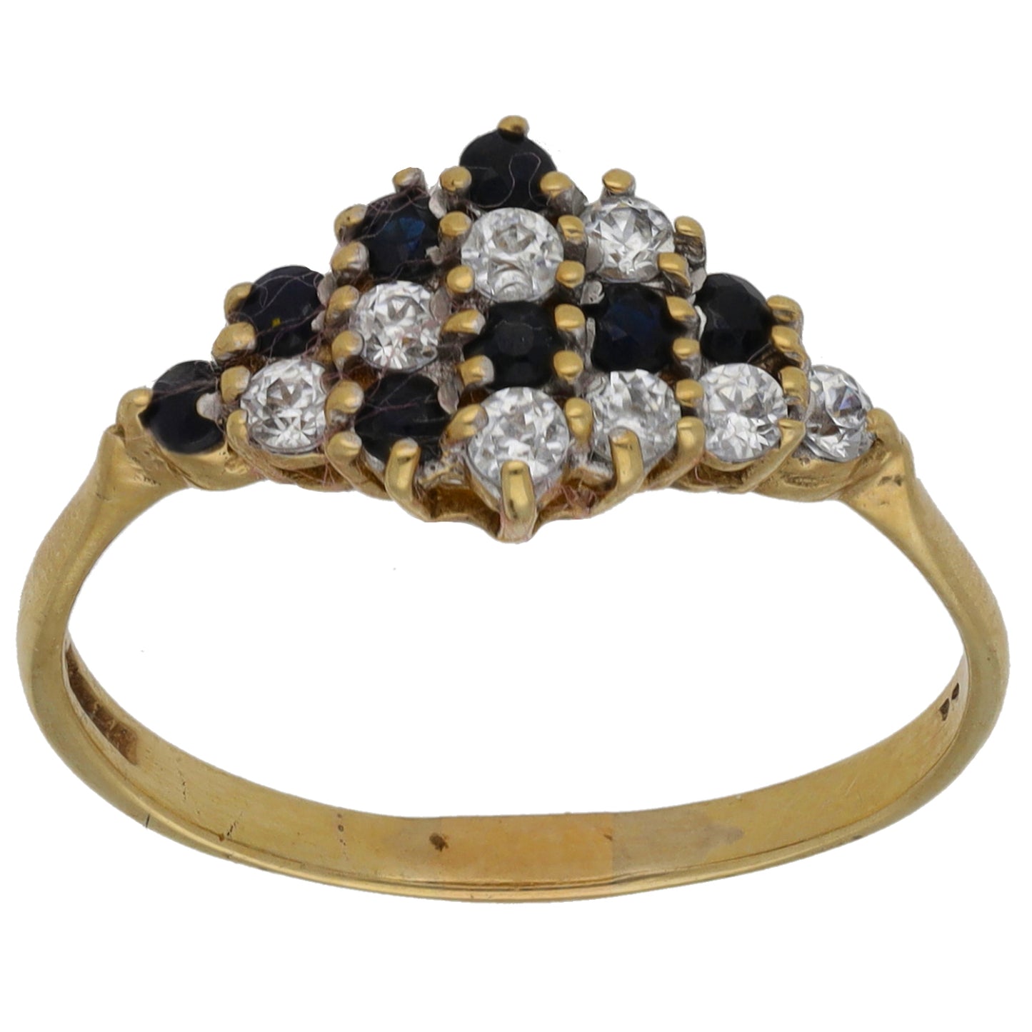 9ct Gold Sapphire & Cubic Zirconia Dress/Cocktail Ring Size P