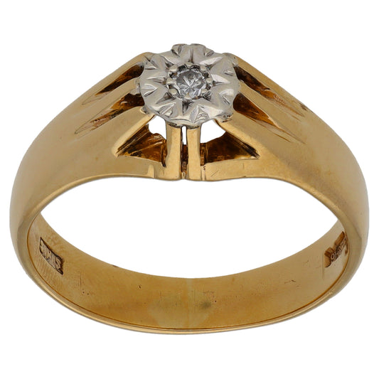 9ct Gold 0.04ct Diamond Solitaire Ring Size U