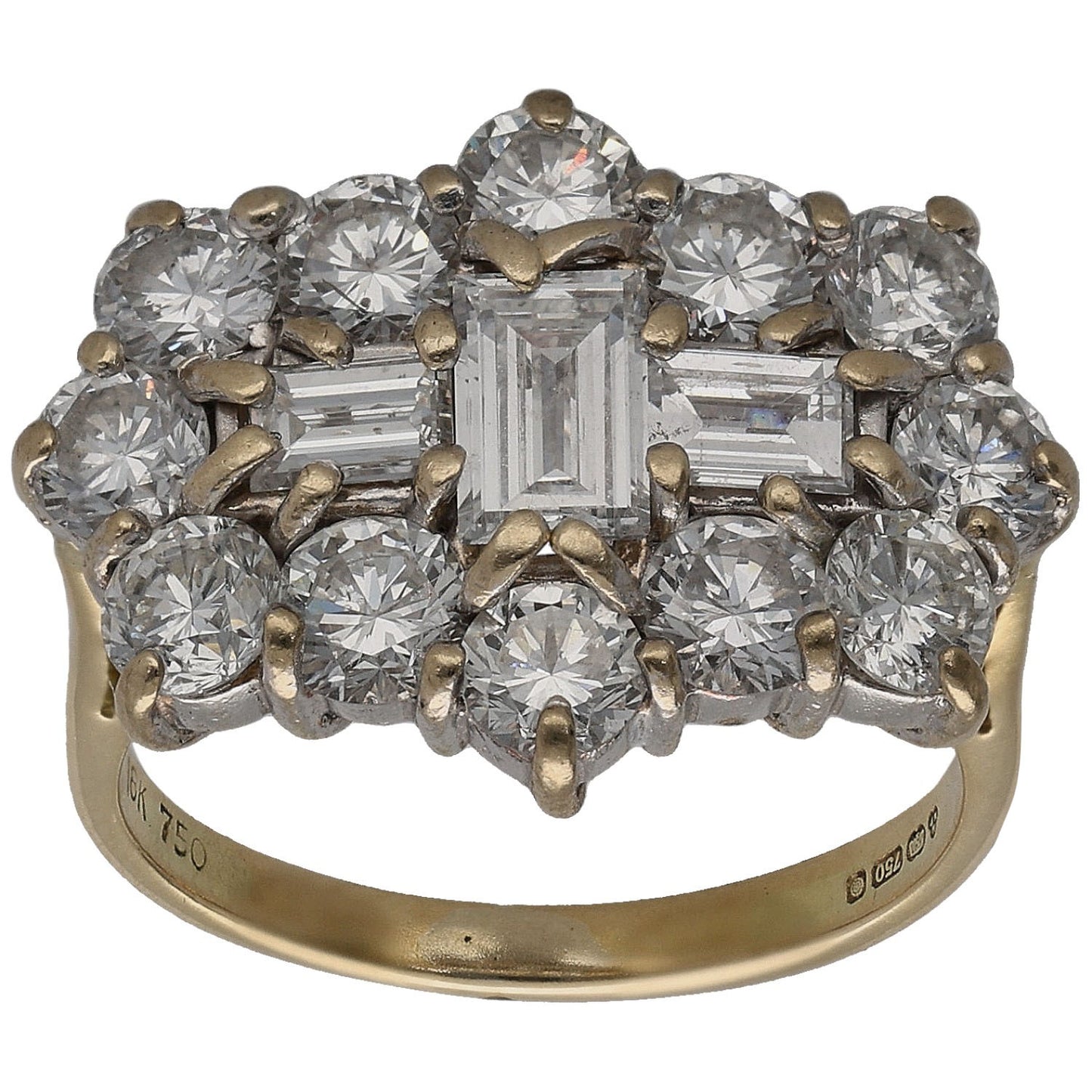 18ct Gold 2.50ct Diamond Dress/Cocktail Ring Size K