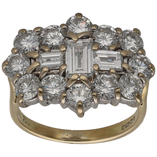 18ct Gold 2.50ct Diamond Dress/Cocktail Ring Size K