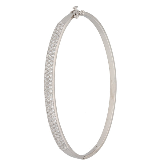 9ct White Gold Cubic Zirconia Hinged/Clasp Bangle