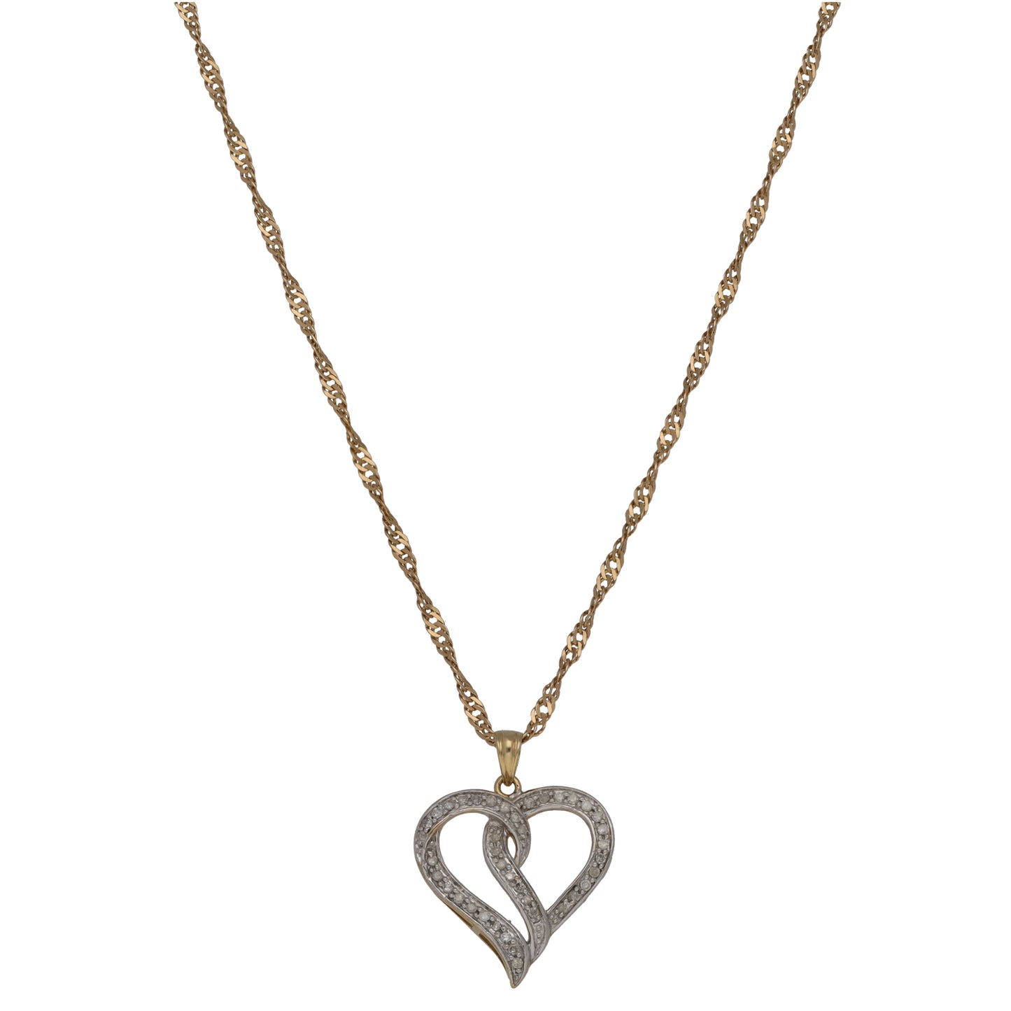 9ct Gold 0.25ct Diamond Heart Pendant With Chain