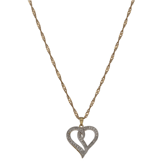 9ct Gold 0.25ct Diamond Heart Pendant With Chain