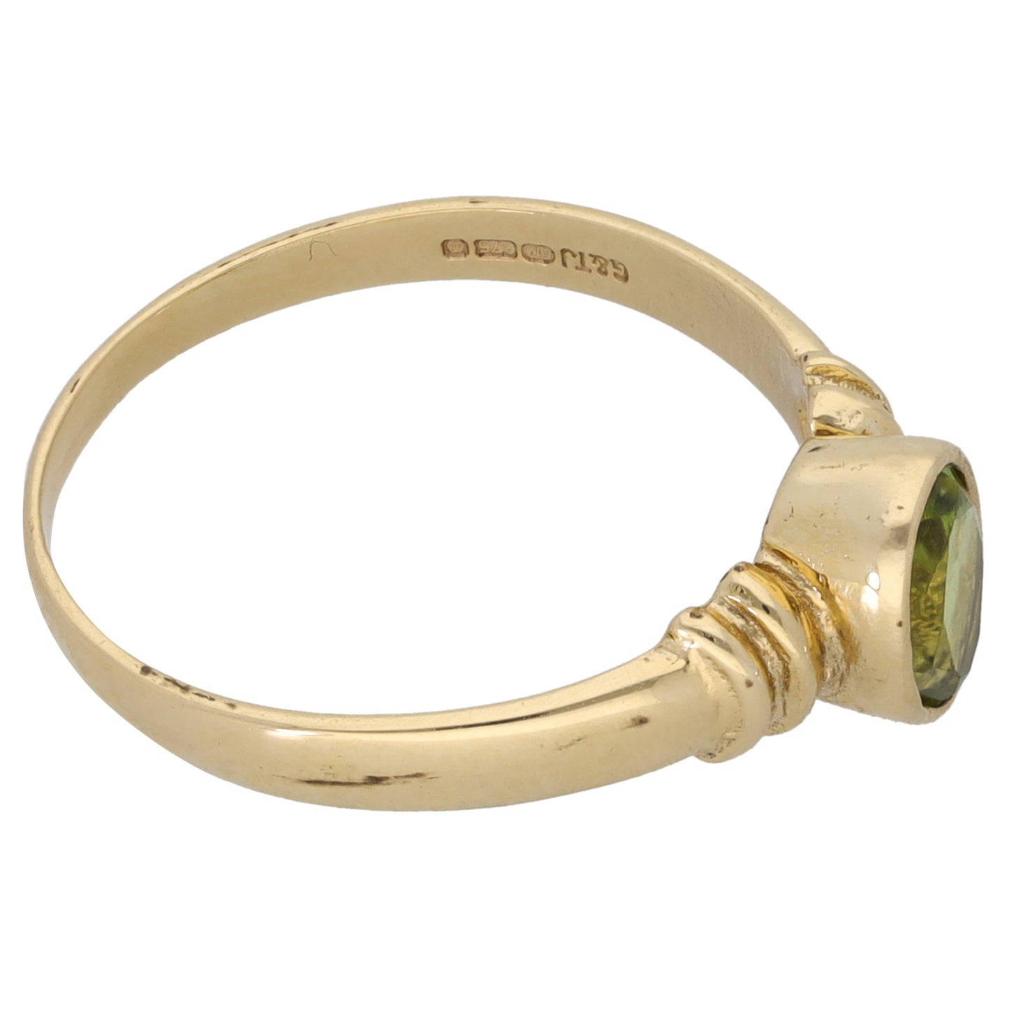 9ct Gold Peridot Single Stone Ring Size Q