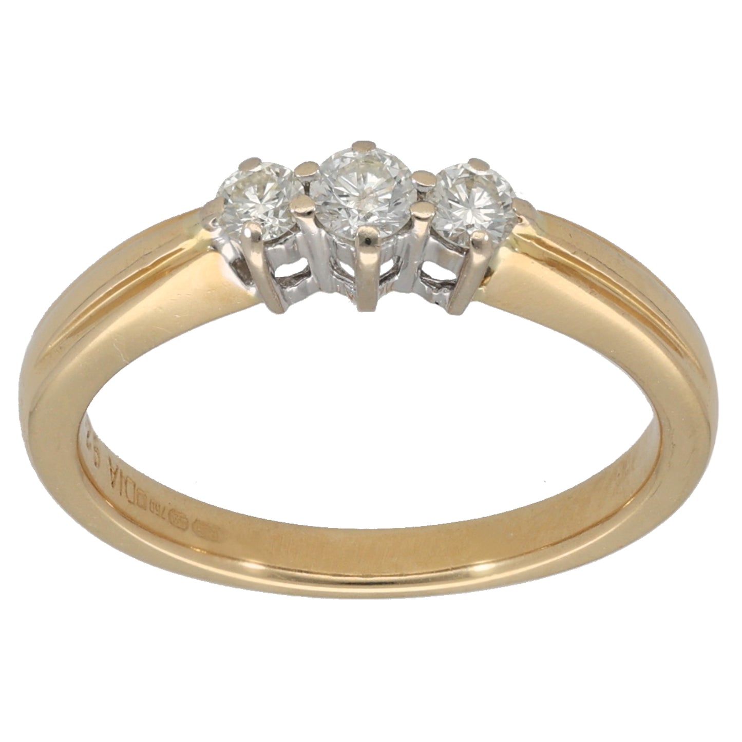 18ct Gold 0.25ct Diamond Trilogy Ring Size L