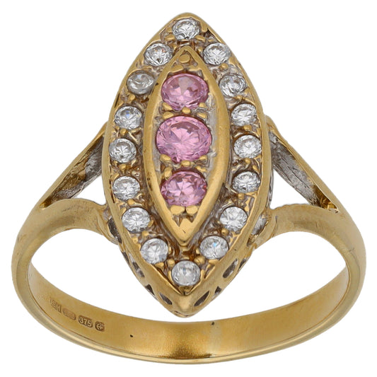 9ct Gold Cubic Zirconia Dress/Cocktail Ring Size M