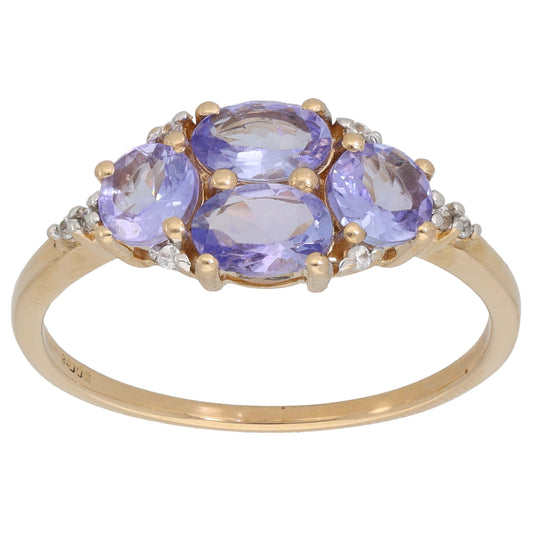 9ct Gold Tanzanite & Cubic Zirconia Dress/Cocktail Ring Size S