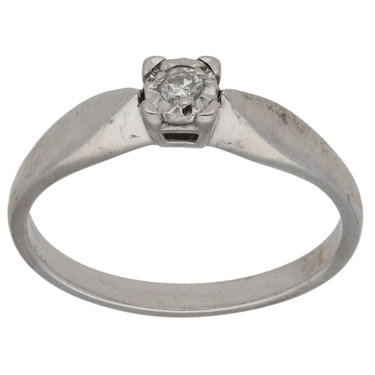 9ct White Gold 0.05ct Diamond Solitaire Ring Size N