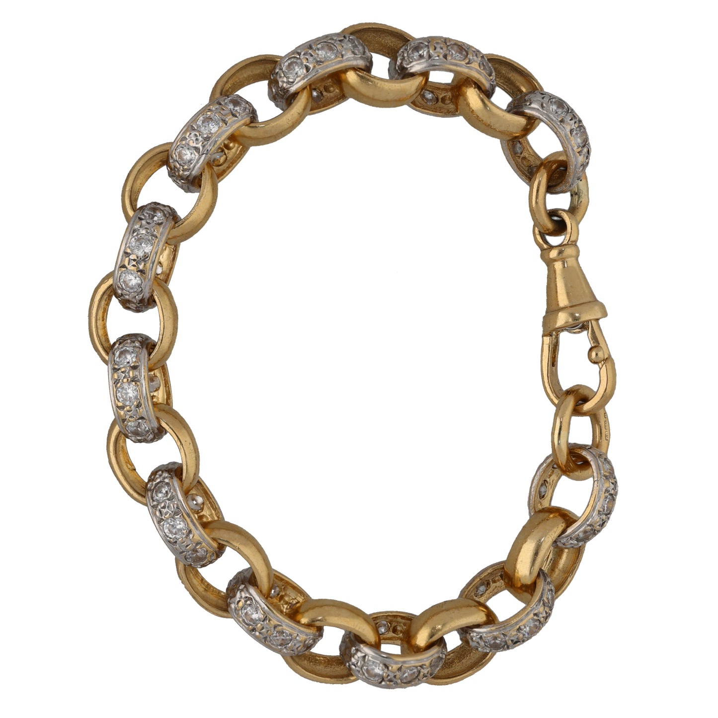 9ct Bicolour Gold Cubic Zirconia Belcher Bracelet