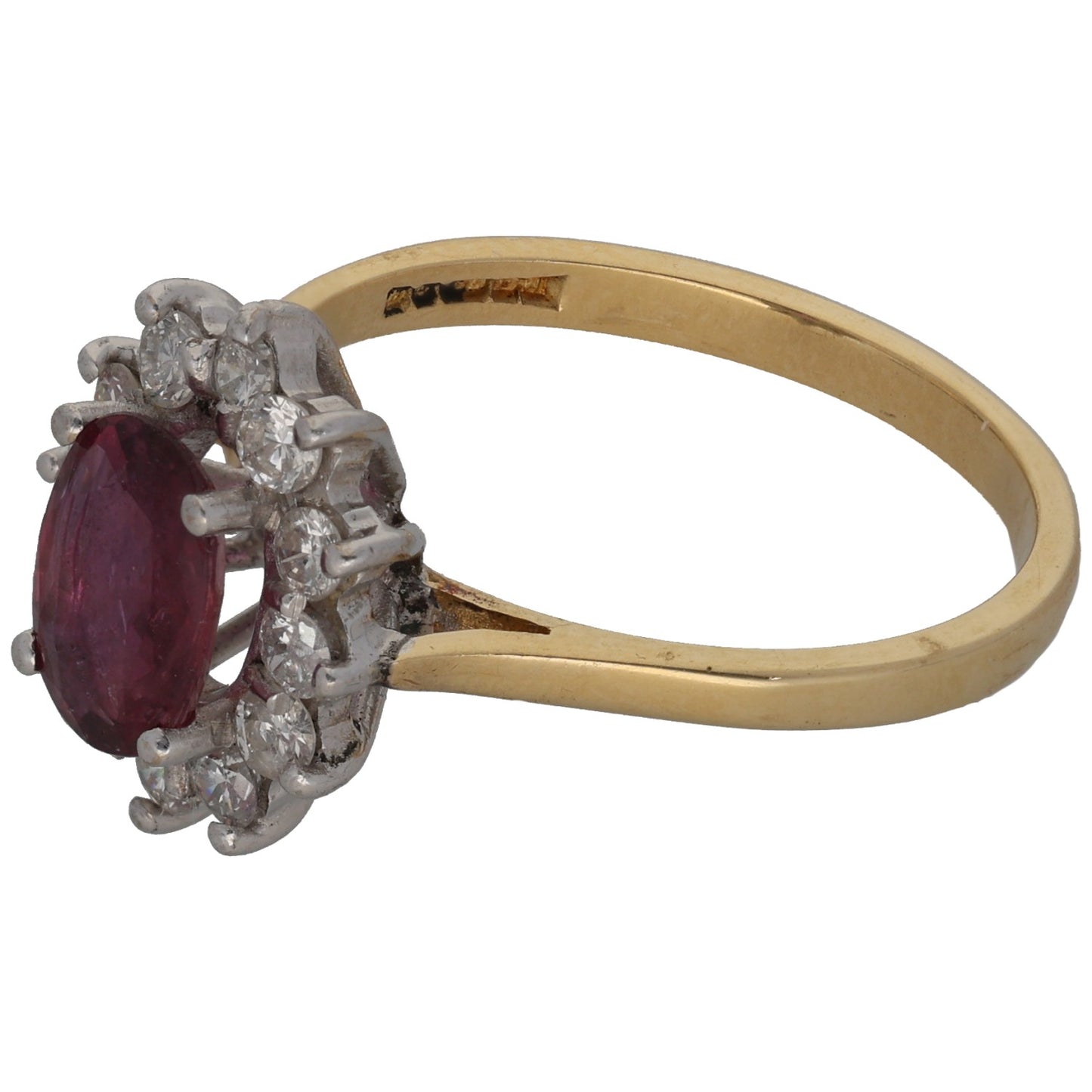 18ct Gold Ruby & 0.36ct Diamond Cluster Ring Size P