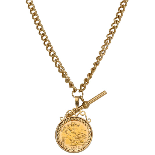 9ct Gold Half Sovereign Coin Necklace 18"