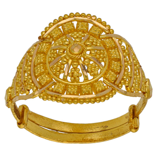 New 22ct Gold Filigree Shield Ring Size N