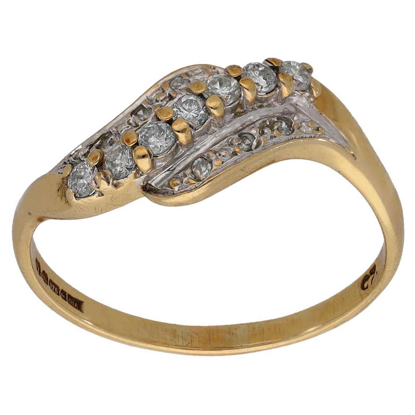 9ct Gold 0.34ct Diamond Dress/Cocktail Ring Size T