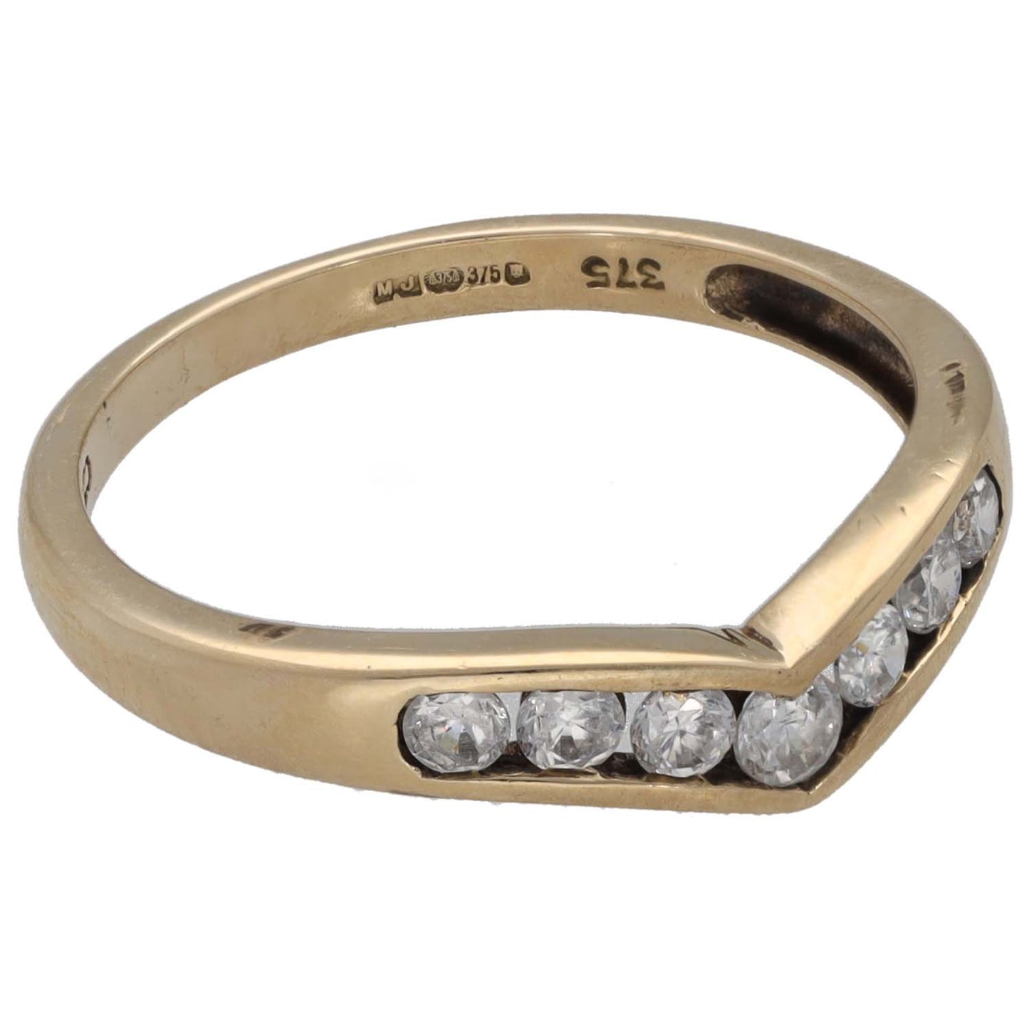 9ct Gold Cubic Zirconia Wishbone Ring Size O
