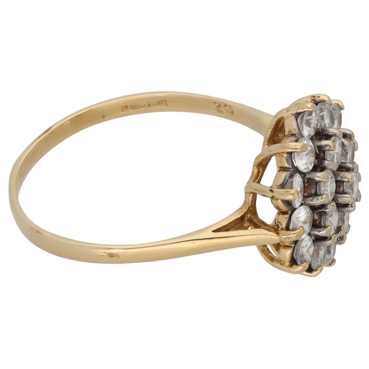 9ct Gold Cubic Zirconia Cluster Ring Size R