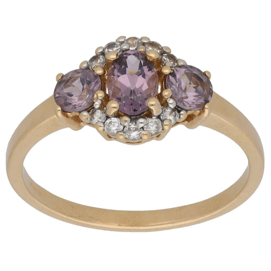 9ct Rose Gold Spinel & Cubic Zirconia Dress/Cocktail Ring Size N