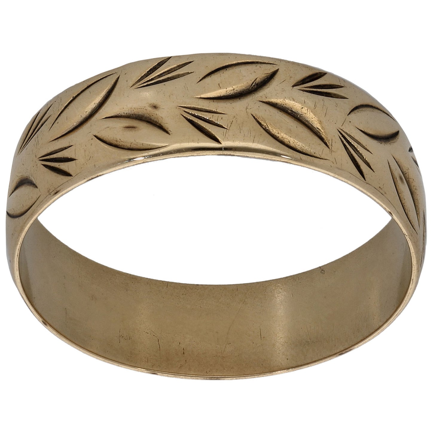 9ct Gold Patterned Wedding Ring Size P