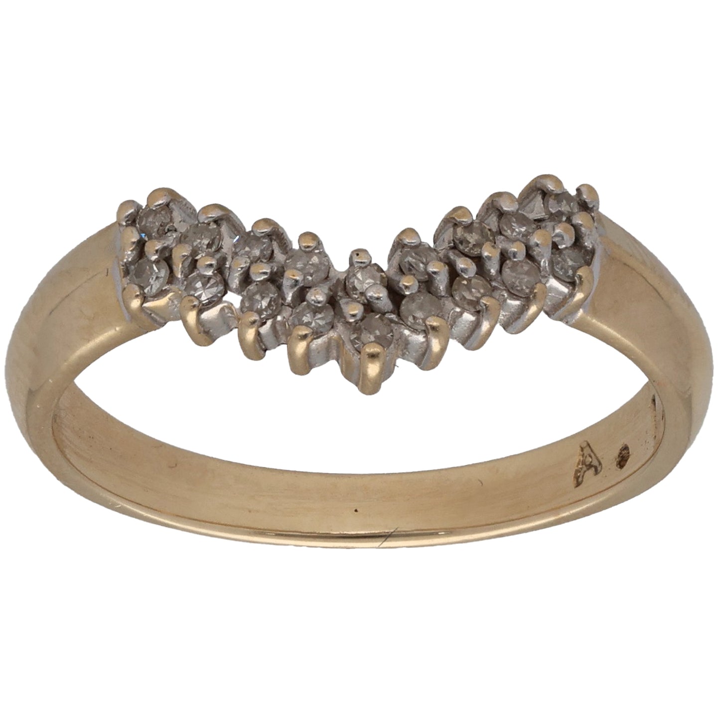 9ct Gold 0.12ct Diamond Wishbone Ring Size K