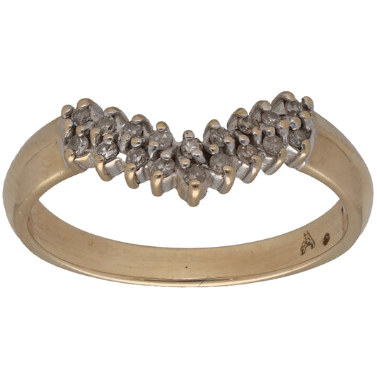 9ct Gold 0.12ct Diamond Wishbone Ring Size K