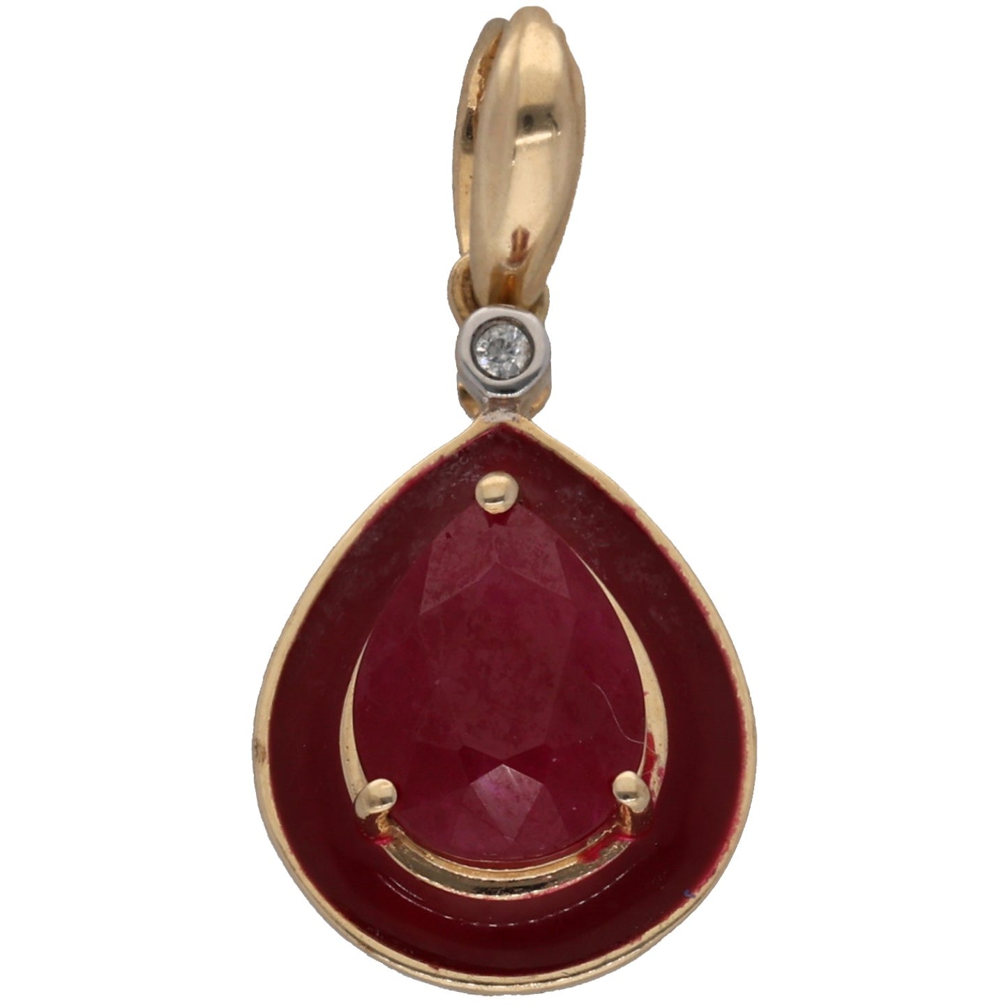 9ct Gold Ruby & Imitation Dress/Cocktail Pendant