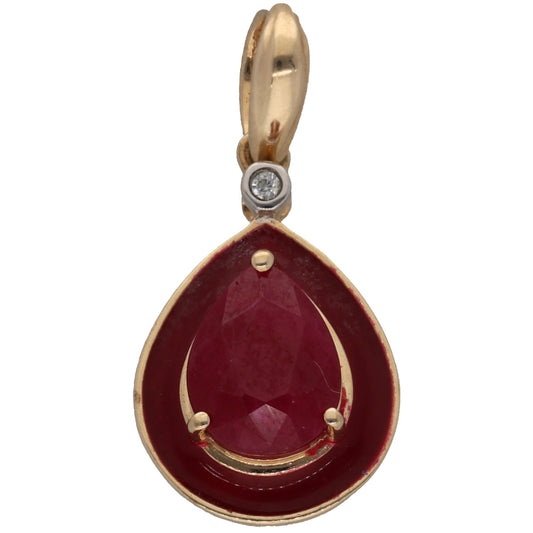 9ct Gold Ruby & Imitation Dress/Cocktail Pendant