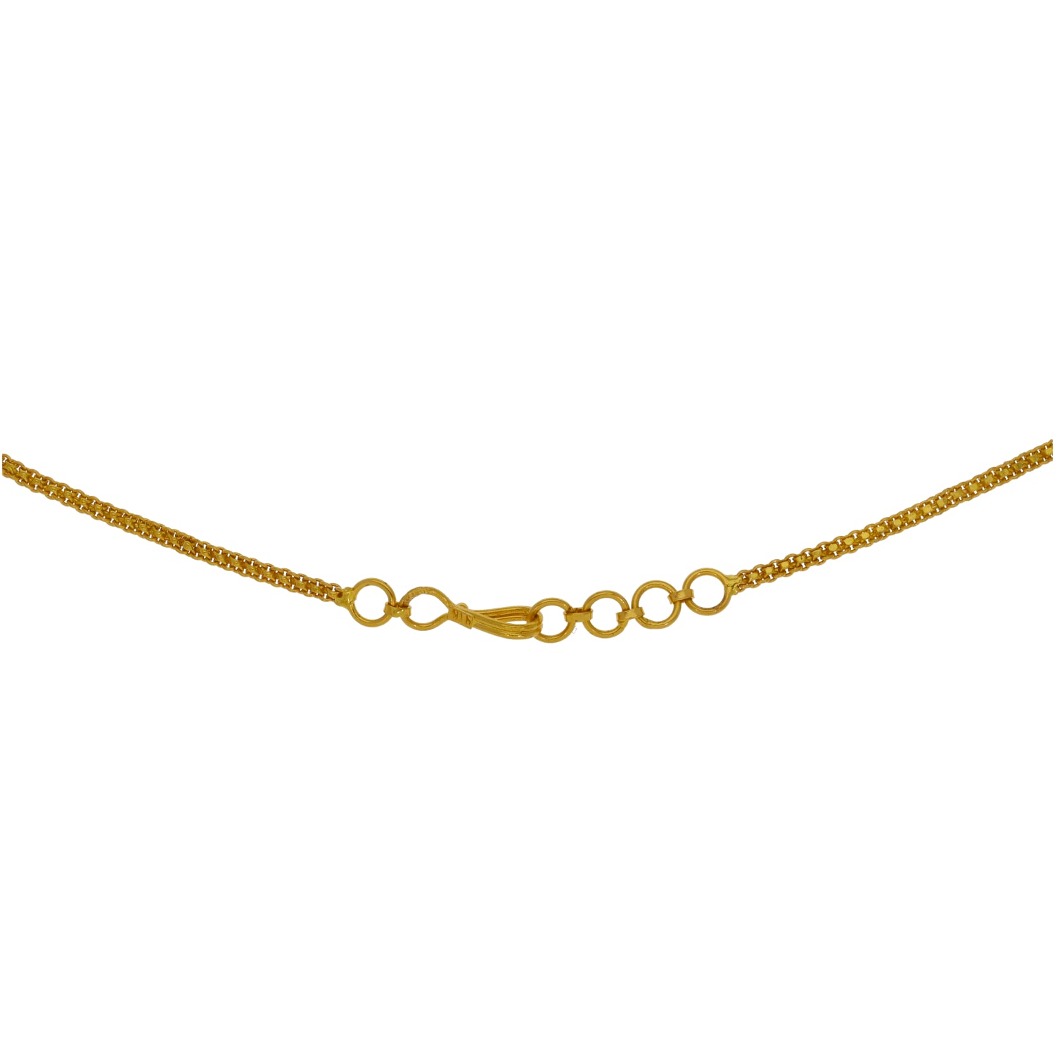 22ct Gold chain necklace with small link clasp and circular ring accents